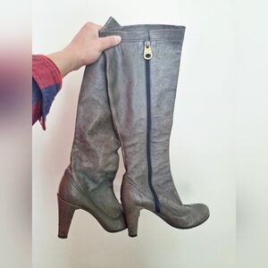 Marc By Marc Jacobs Distressed Gray Heeled Boots | Size 36